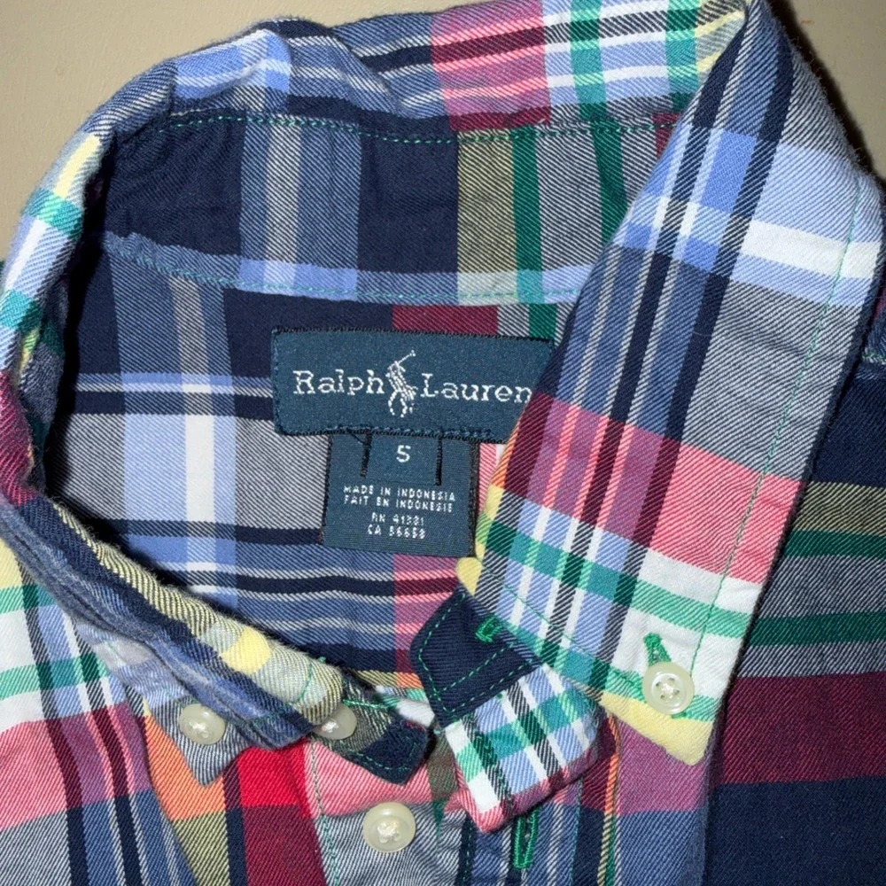 Ralph Lauren Kids Plaid Button‎ Down Shirt Long Sleeve Multi Color Size Small
